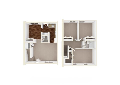 Floor plan for 3 beds, 2 baths, 1245 sqft